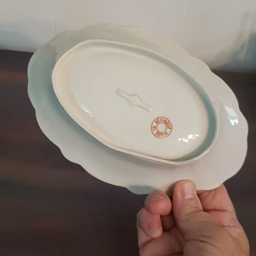 Gorgeous Handpainted Vintage Porcelain Floral Small Serving Dish Made in Germany